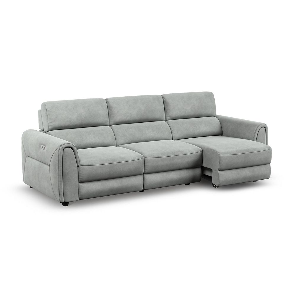 Santorini Modular 3 Seater Power Chaise Right Hand Corner Sofa in Dapple Chocolate Fabric- GROUP 9 in Nomad Pebble Fabric- GROUP 9 3
