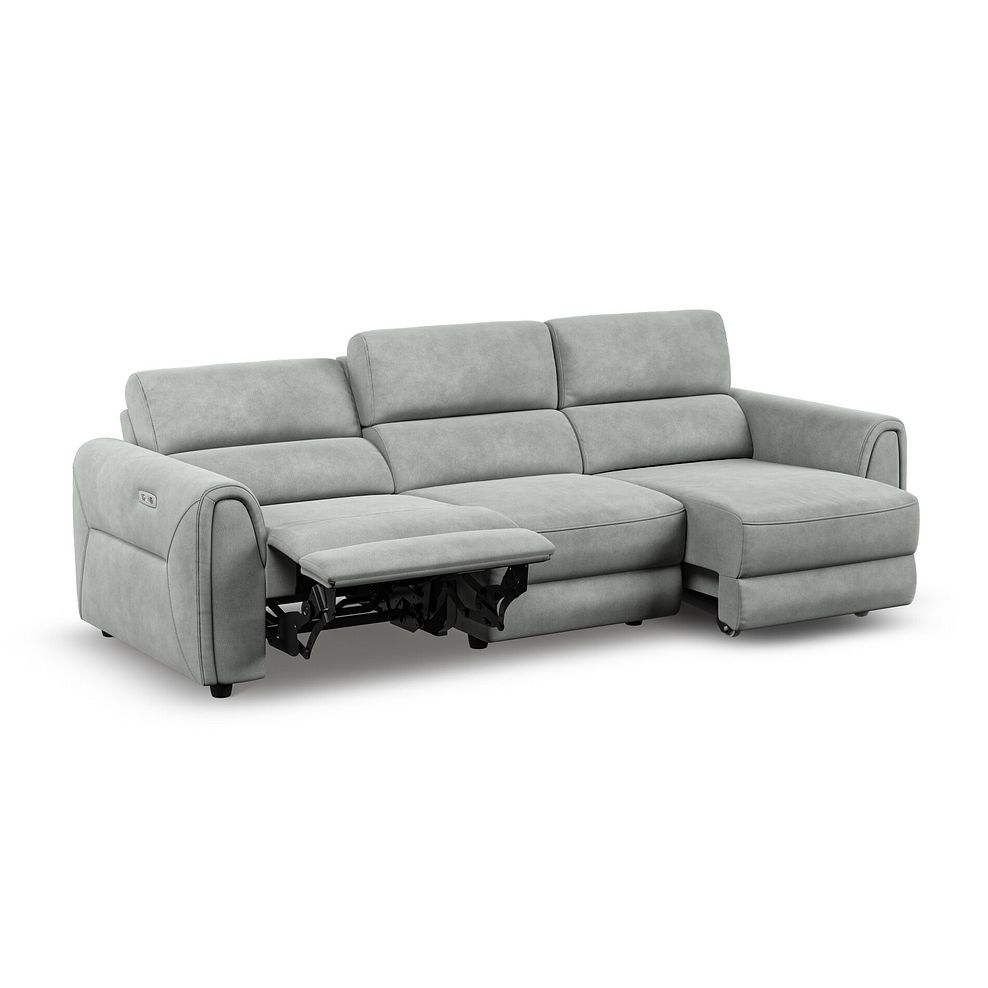 Santorini Modular 3 Seater Power Chaise Right Hand Corner Sofa in Dapple Chocolate Fabric- GROUP 9 in Nomad Pebble Fabric- GROUP 9 6