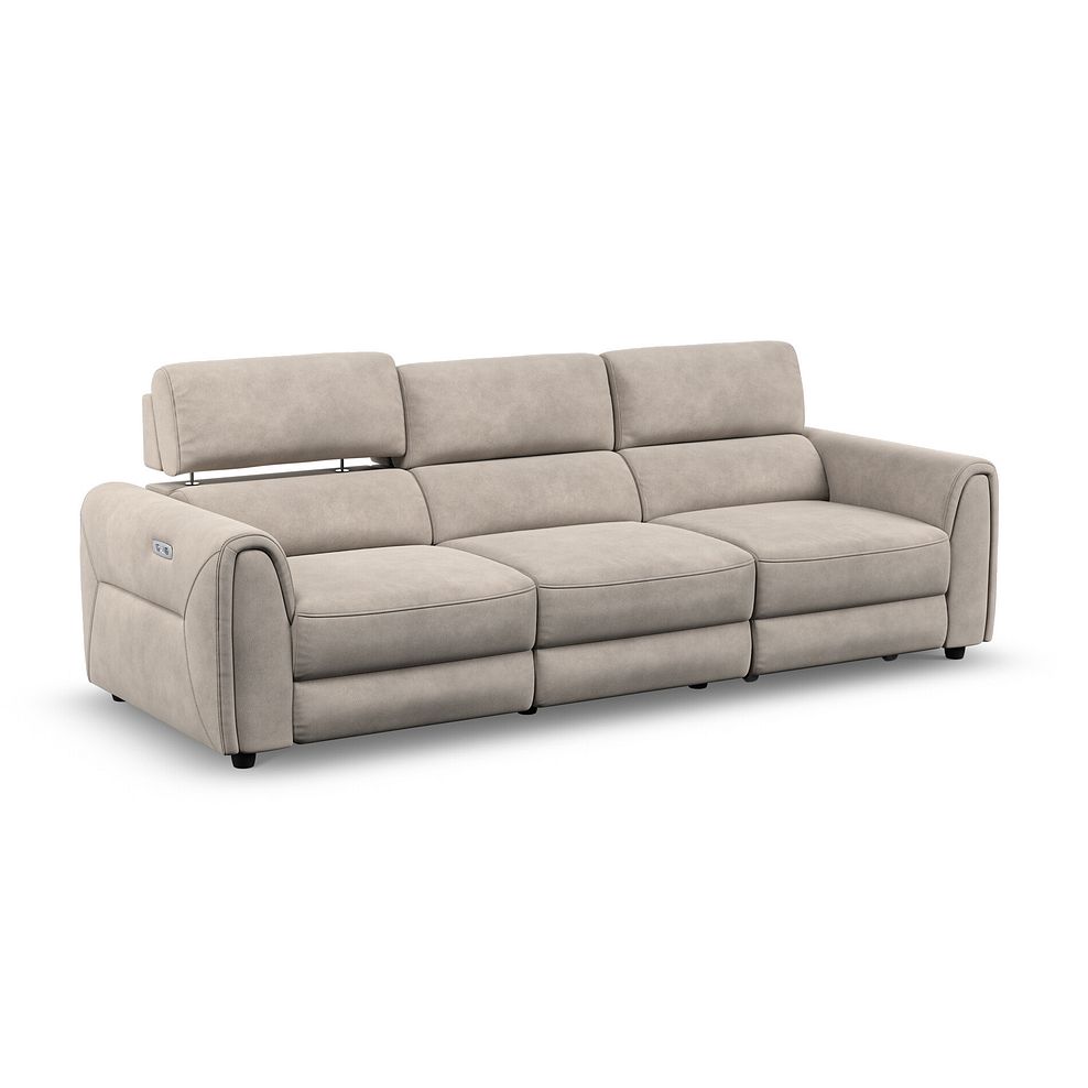 Santorini Modular 3 Seater Power Chaise Right Hand Corner Sofa in Dapple Chocolate Fabric- GROUP 9 in Nomad Sahara Fabric- GROUP 9 2