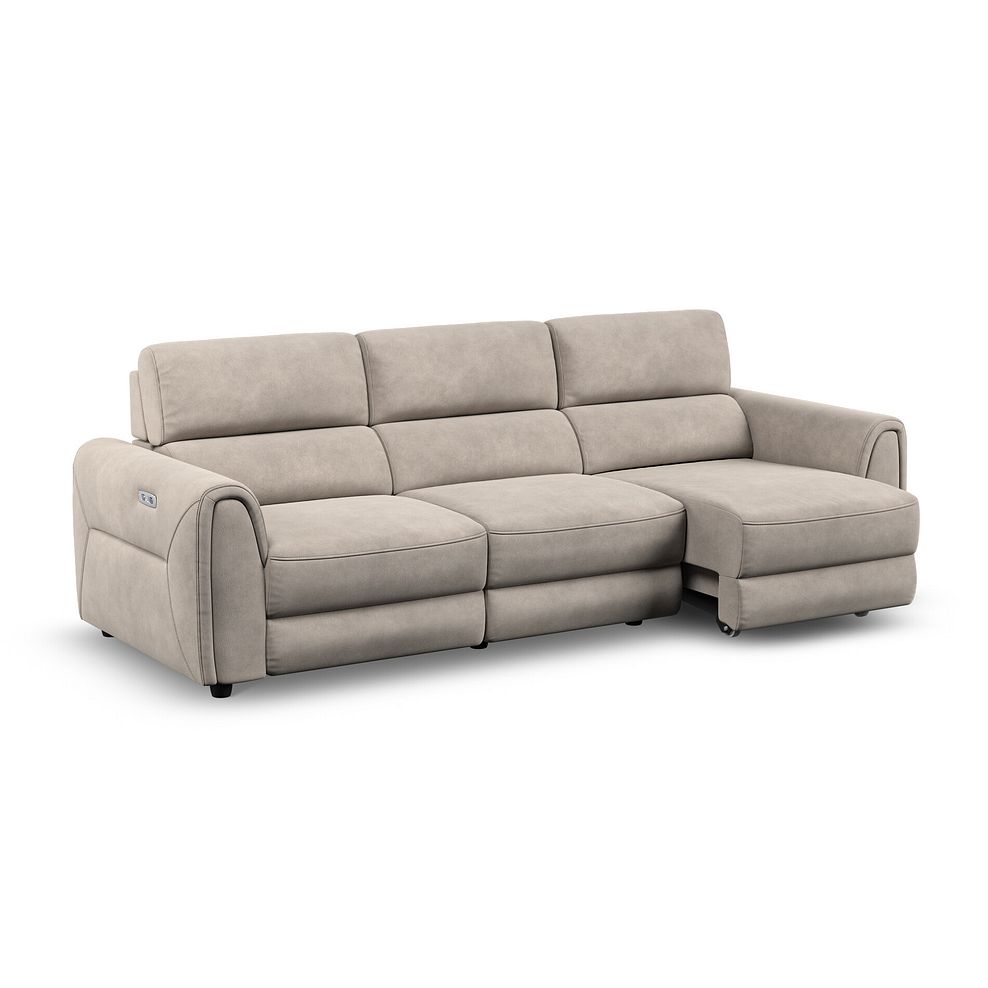 Santorini Modular 3 Seater Power Chaise Right Hand Corner Sofa in Dapple Chocolate Fabric- GROUP 9 in Nomad Sahara Fabric- GROUP 9 3