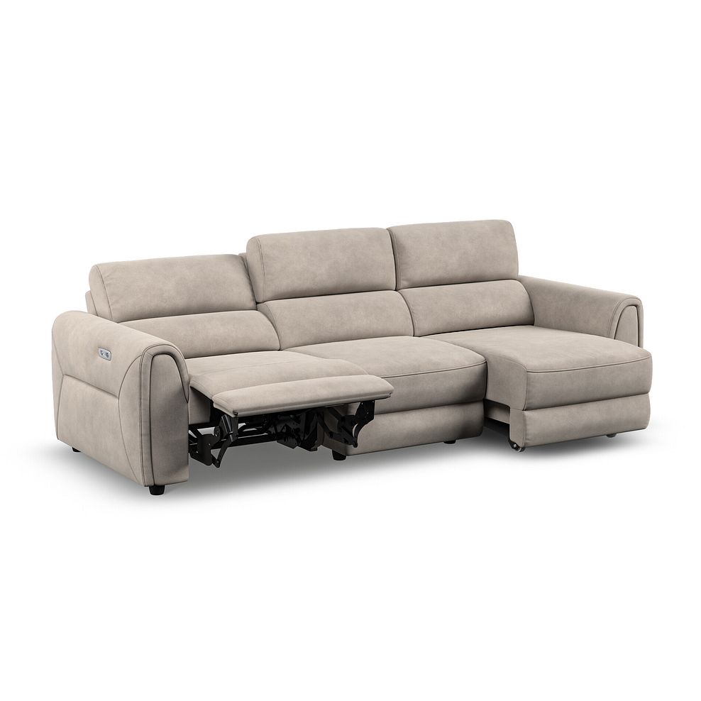 Santorini Modular 3 Seater Power Chaise Right Hand Corner Sofa in Dapple Chocolate Fabric- GROUP 9 in Nomad Sahara Fabric- GROUP 9 6