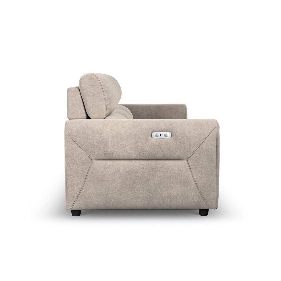 Santorini Modular 3 Seater Power Chaise Right Hand Corner Sofa in Dapple Chocolate Fabric- GROUP 9 in Nomad Sahara Fabric- GROUP 9 9