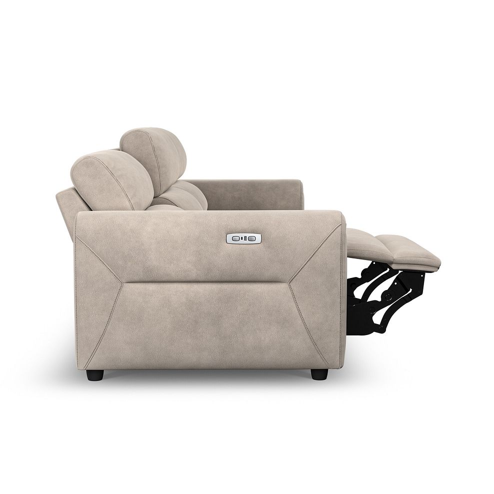 Santorini Modular 3 Seater Power Chaise Right Hand Corner Sofa in Dapple Chocolate Fabric- GROUP 9 in Nomad Sahara Fabric- GROUP 9 10