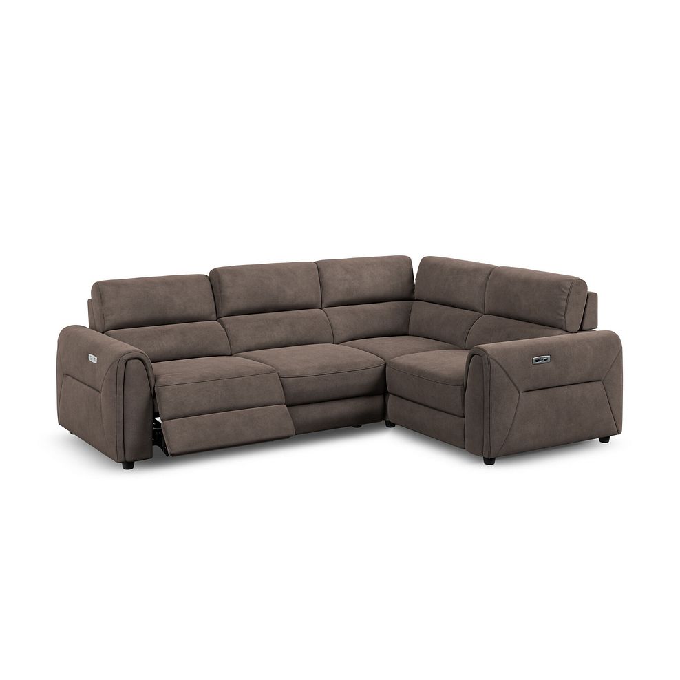 Santorini Modular 4 Seater Electric Recliner Left Hand Corner Sofa with Power Headrests in Nomad Driftwood Fabric - GROUP 2 3