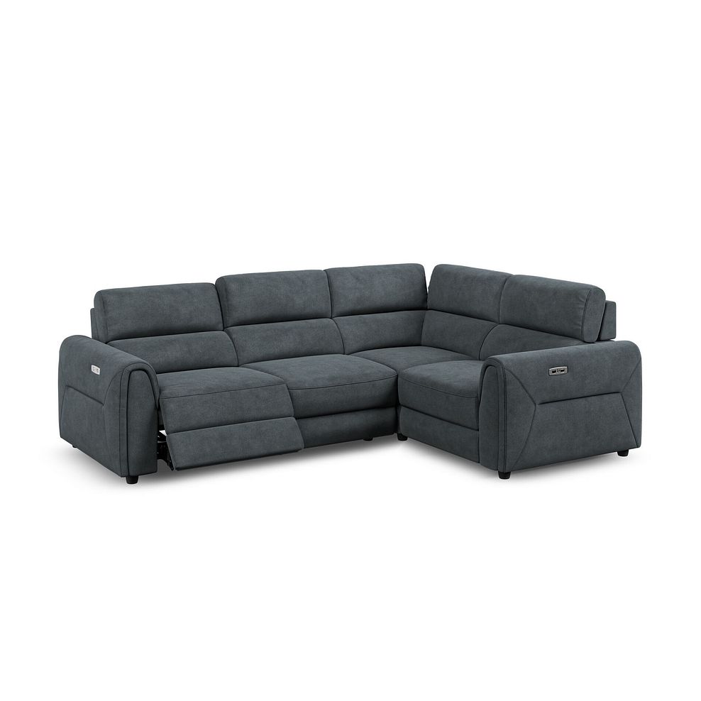 Santorini Modular 4 Seater Electric Recliner Left Hand Corner Sofa with Power Headrests in Nomad Harbour Mist Fabric - GROUP 2 3