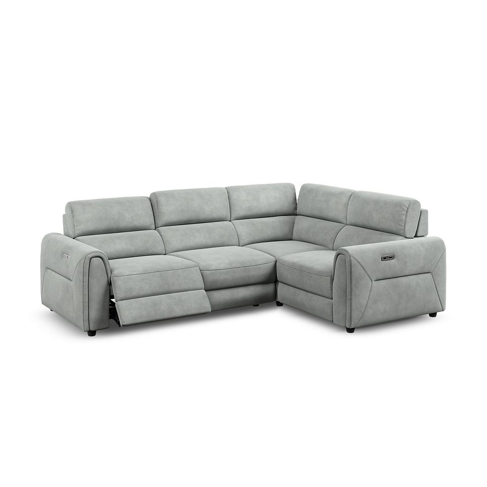 Santorini Modular 4 Seater Electric Recliner Left Hand Corner Sofa with Power Headrests in Nomad Pebble Fabric - GROUP 2 3