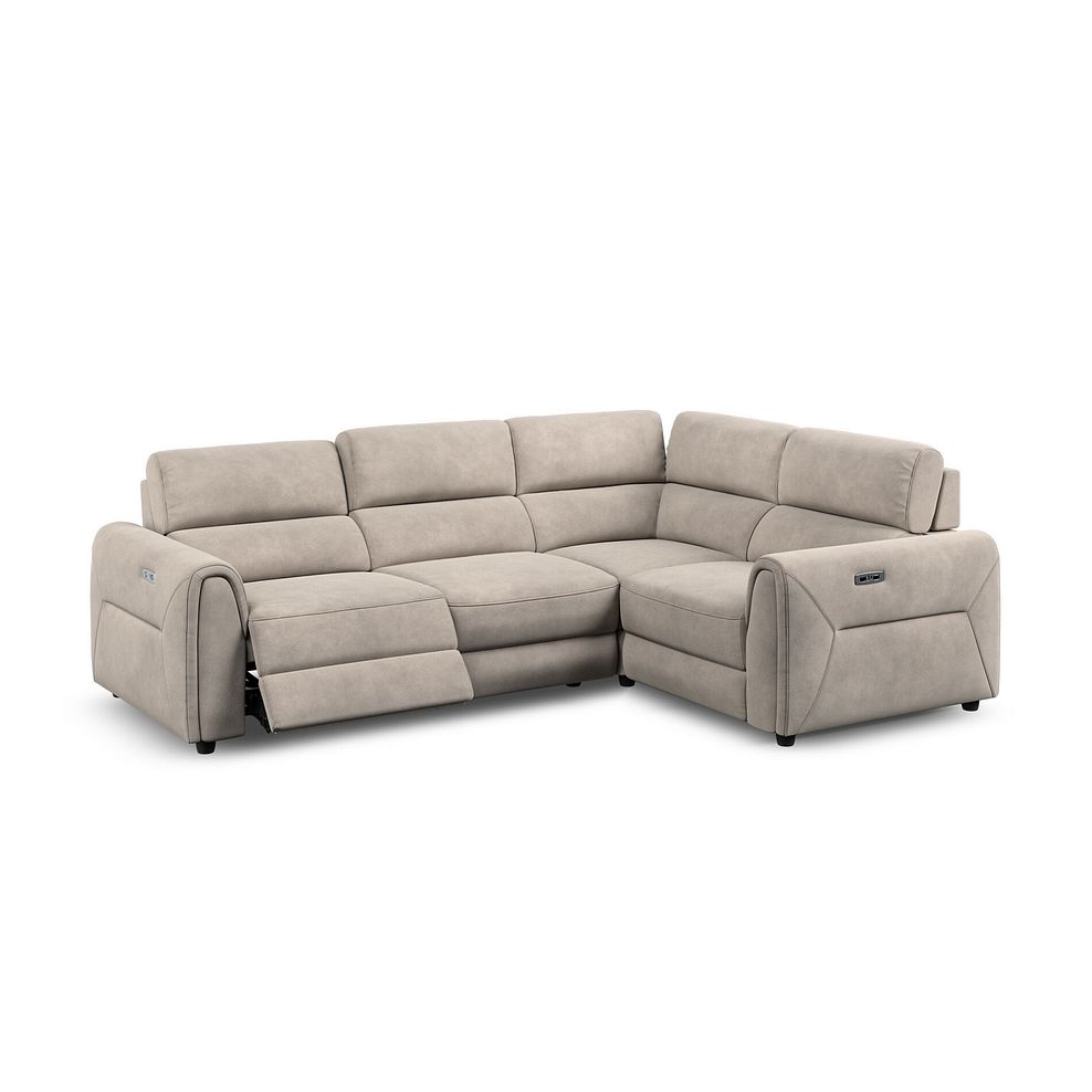 Santorini Modular 4 Seater Electric Recliner Left Hand Corner Sofa with Power Headrests in Nomad Sahara Fabric - GROUP 2 3