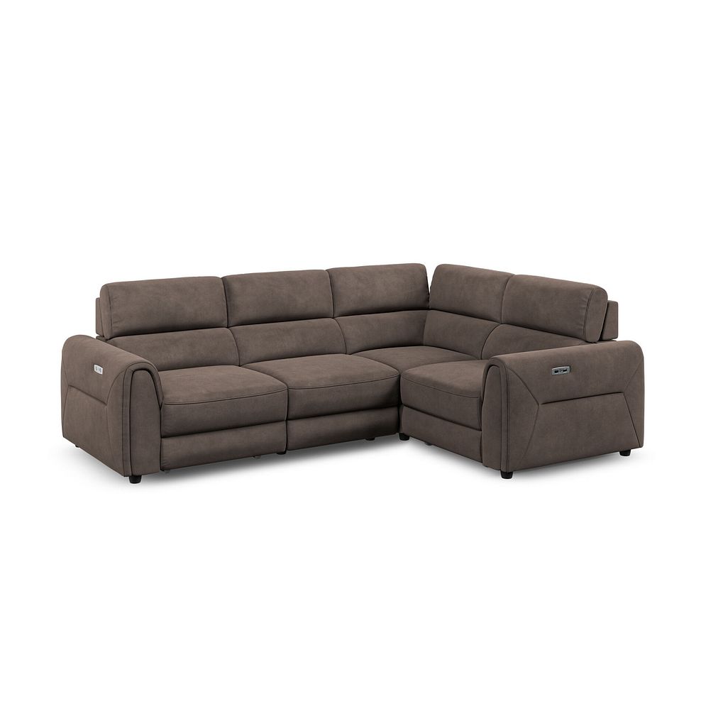 Santorini Modular 4 Seater Power Chaise Left Hand Corner Sofa with Power Headrests in Nomad Driftwood Fabric- GROU 1