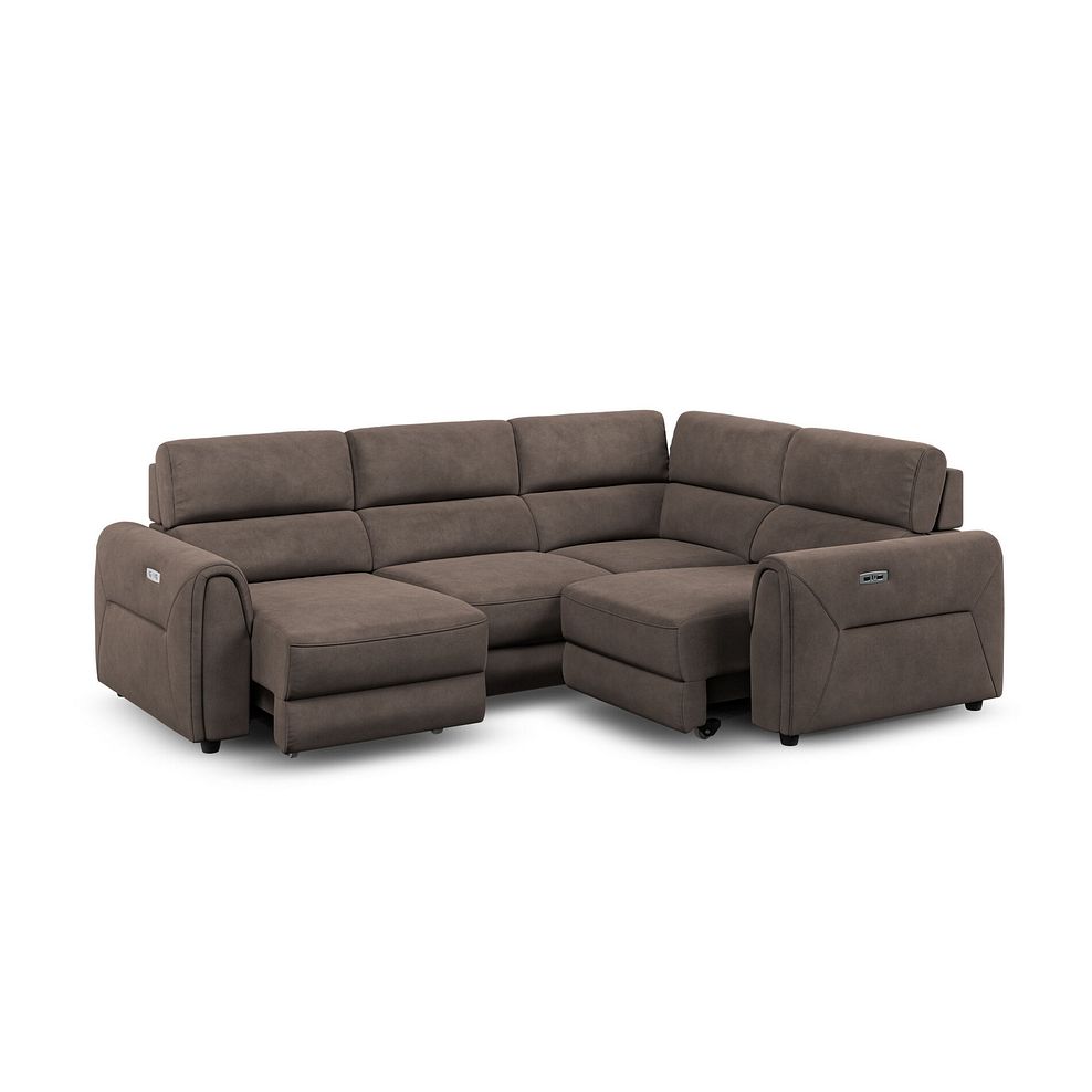 Santorini Modular 4 Seater Power Chaise Left Hand Corner Sofa with Power Headrests in Nomad Driftwood Fabric- GROU 2