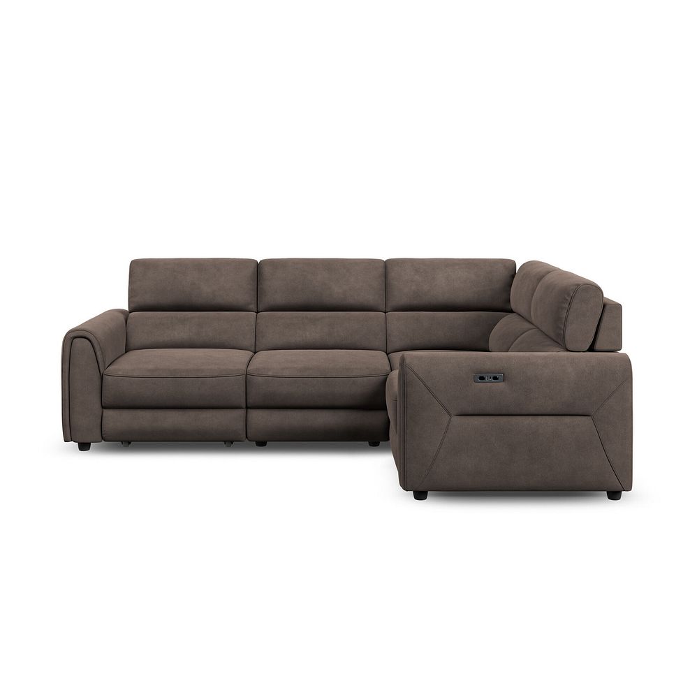 Santorini Modular 4 Seater Power Chaise Left Hand Corner Sofa with Power Headrests in Nomad Driftwood Fabric- GROU 3