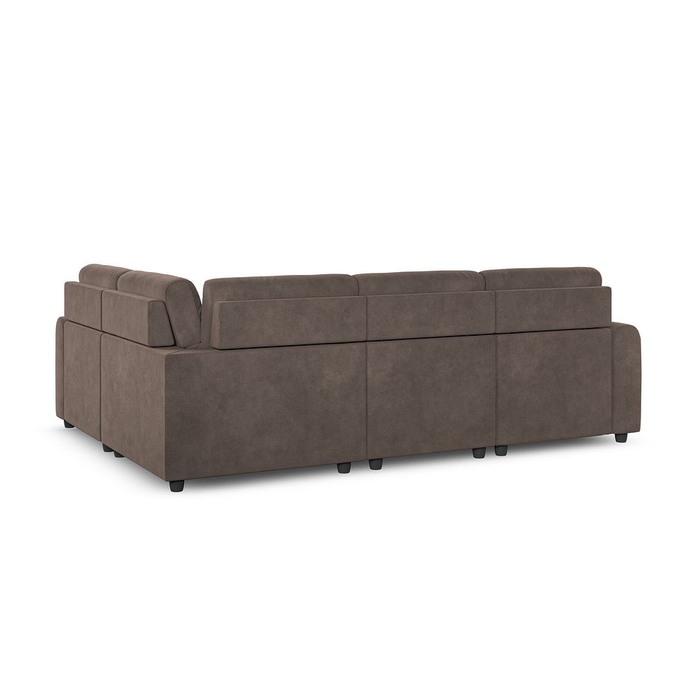 Santorini Modular 4 Seater Power Chaise Left Hand Corner Sofa with Power Headrests in Nomad Driftwood Fabric- GROU 4