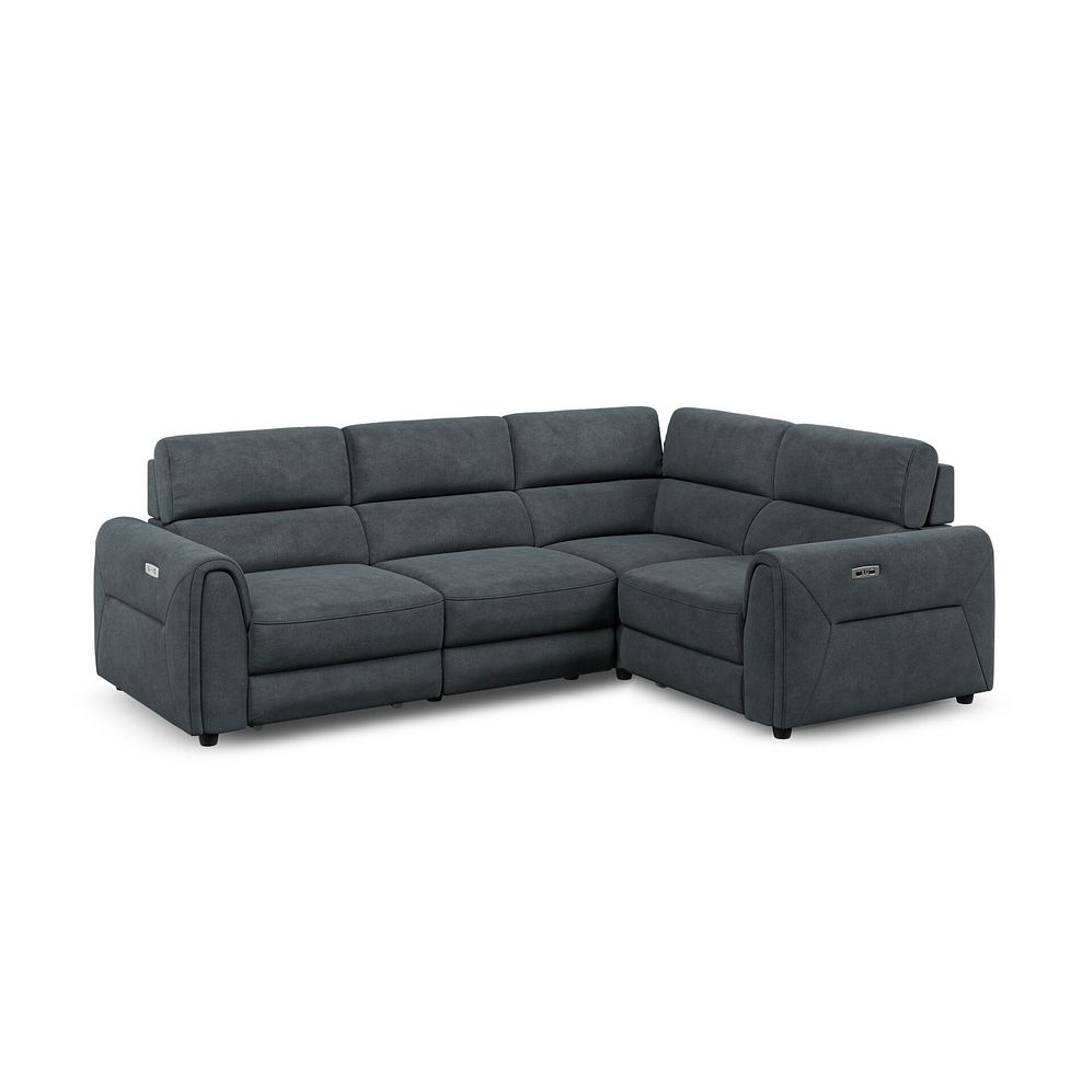 Santorini Modular 4 Seater Power Chaise Left Hand Corner Sofa with Power Headrests in Nomad Harbour Mist Fabric- G 1