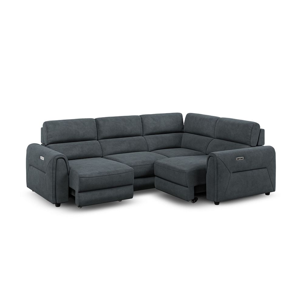 Santorini Modular 4 Seater Power Chaise Left Hand Corner Sofa with Power Headrests in Nomad Harbour Mist Fabric- G 2