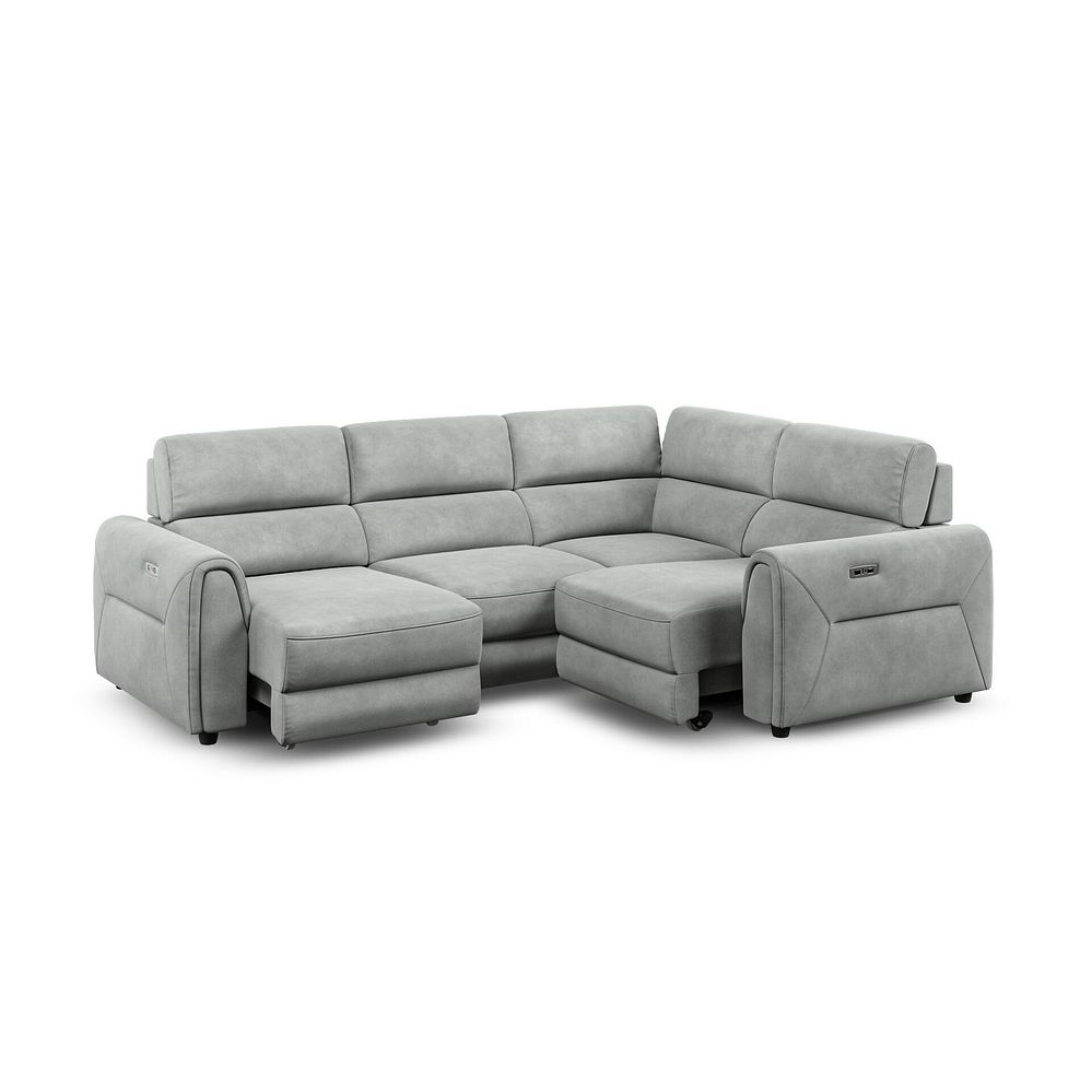 Santorini Modular 4 Seater Power Chaise Left Hand Corner Sofa with Power Headrests in Nomad Pebble Fabric- GROUP 2 2