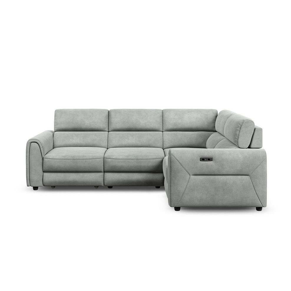 Santorini Modular 4 Seater Power Chaise Left Hand Corner Sofa with Power Headrests in Nomad Pebble Fabric- GROUP 2 3