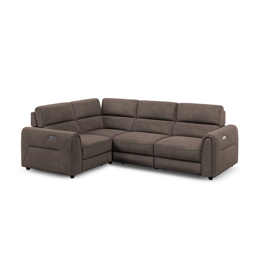 Santorini Modular 4 Seater Power Chaise Right Hand Corner Sofa with Power Headrests in Nomad Driftwood Fabric- GRO 1