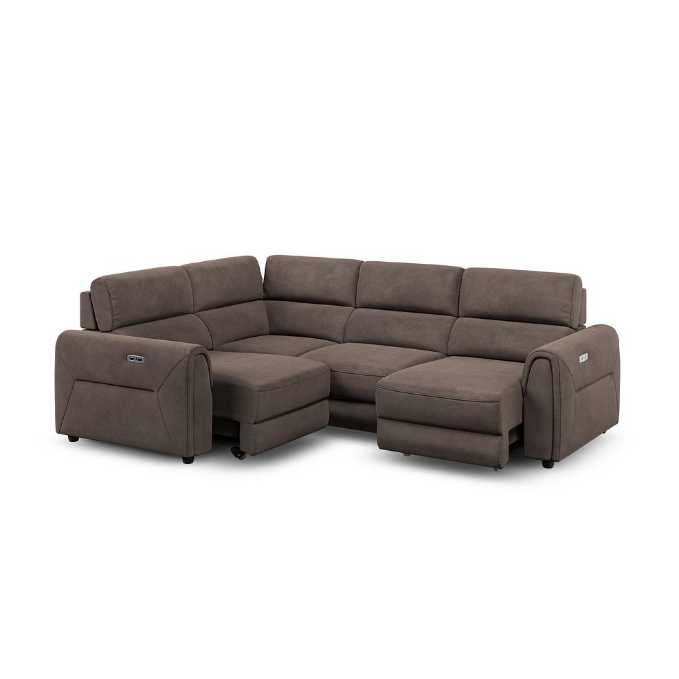 Santorini Modular 4 Seater Power Chaise Right Hand Corner Sofa with Power Headrests in Nomad Driftwood Fabric- GRO 2