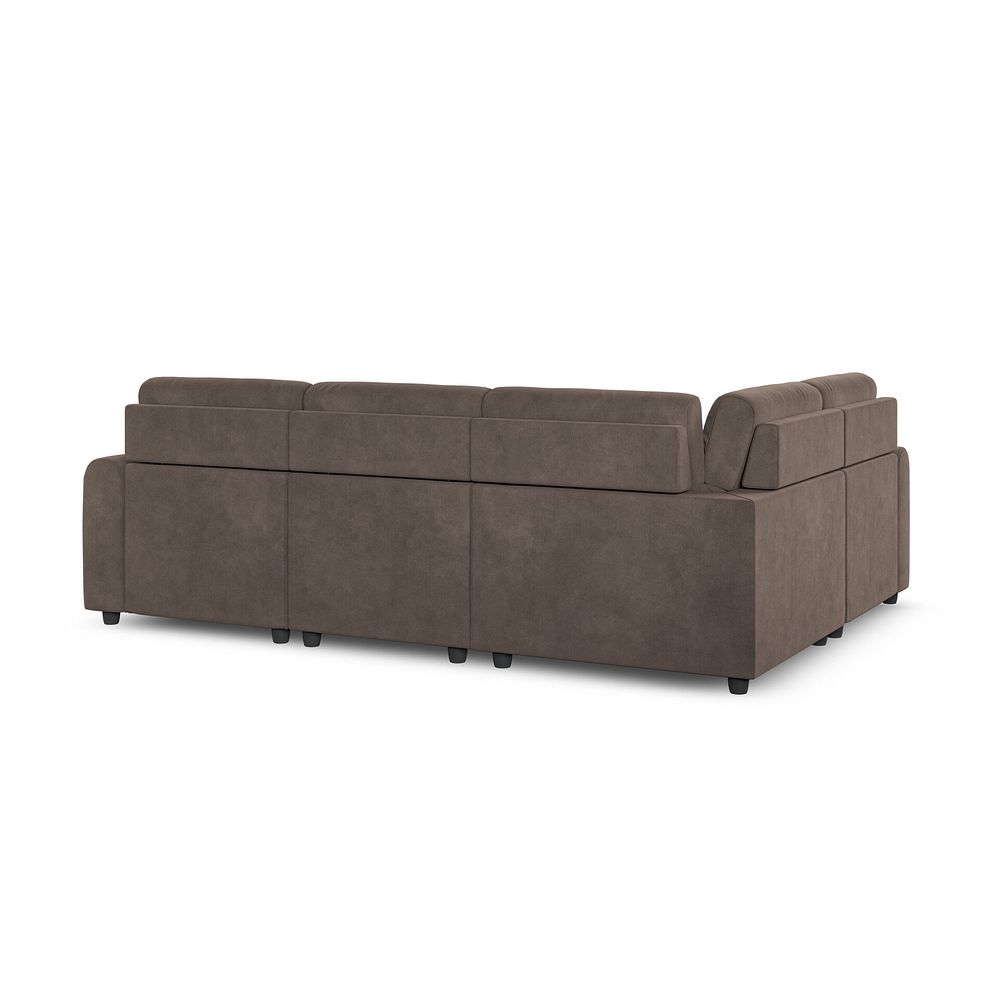 Santorini Modular 4 Seater Power Chaise Right Hand Corner Sofa with Power Headrests in Nomad Driftwood Fabric- GRO 4