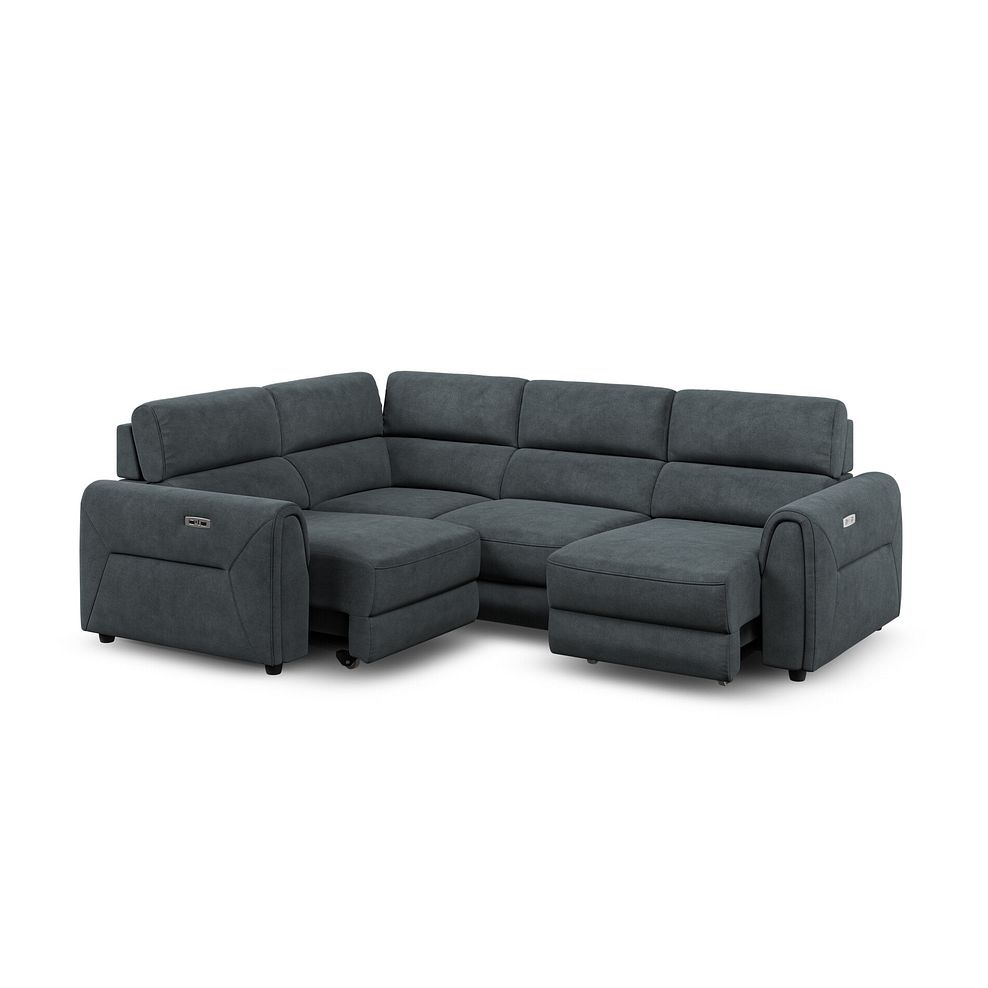 Santorini Modular 4 Seater Power Chaise Right Hand Corner Sofa with Power Headrests in Nomad Harbour Mist Fabric-  2