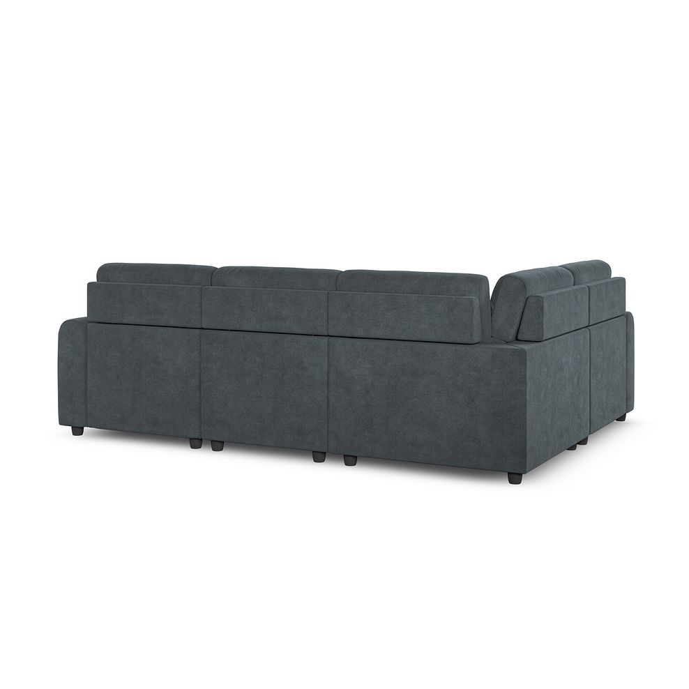 Santorini Modular 4 Seater Power Chaise Right Hand Corner Sofa with Power Headrests in Nomad Harbour Mist Fabric-  4
