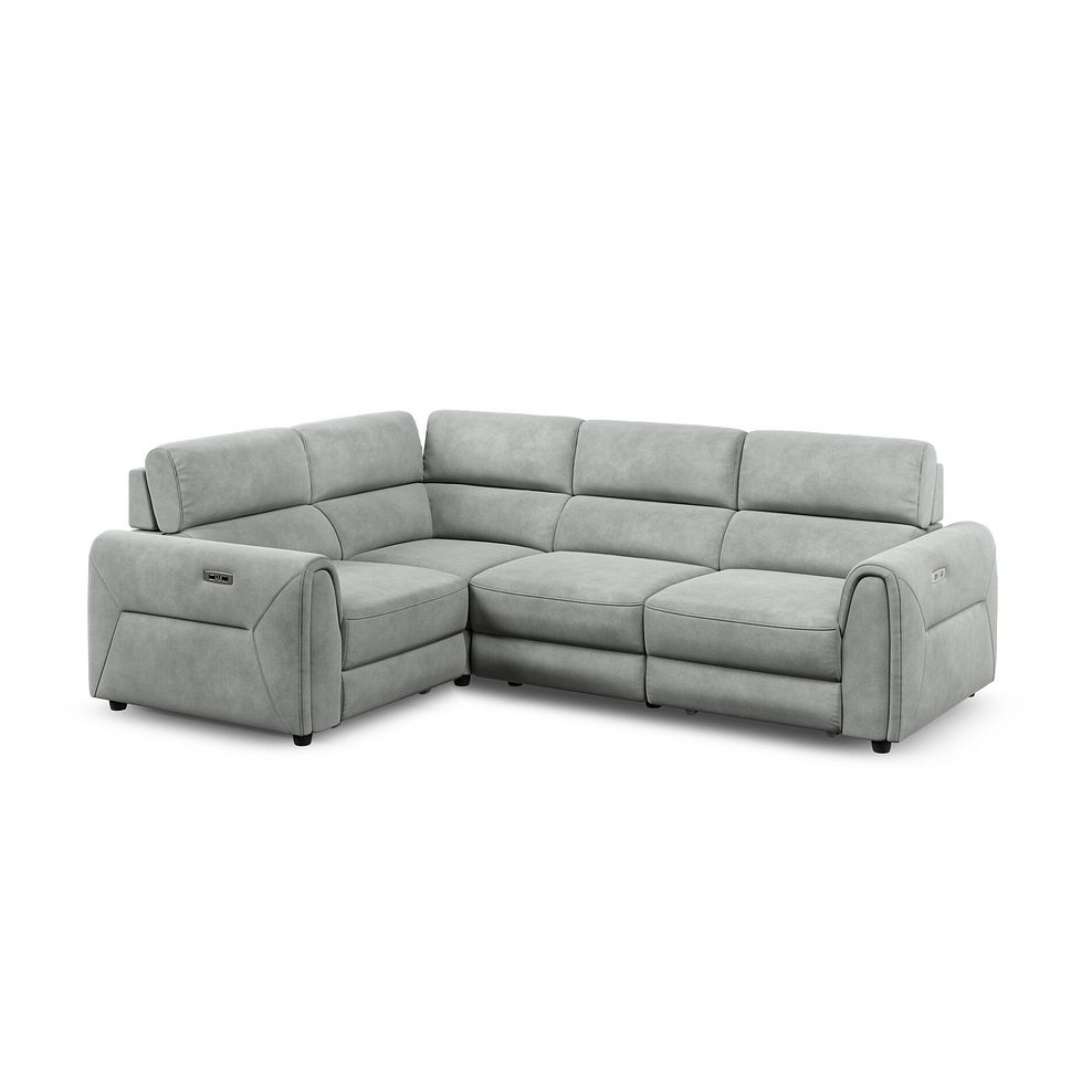 Santorini Modular 4 Seater Power Chaise Right Hand Corner Sofa with Power Headrests in Nomad Pebble Fabric- GROUP  1