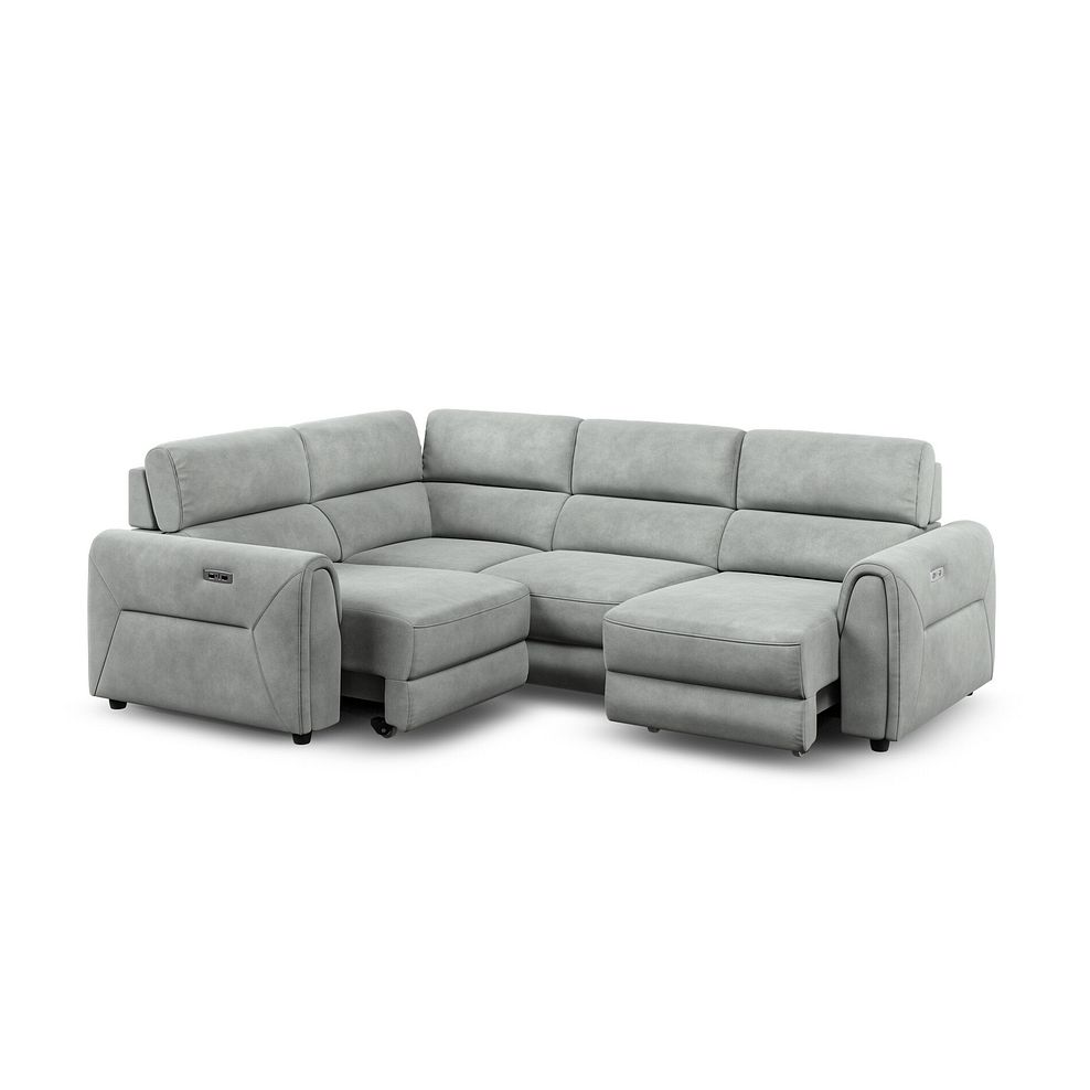 Santorini Modular 4 Seater Power Chaise Right Hand Corner Sofa with Power Headrests in Nomad Pebble Fabric- GROUP  2