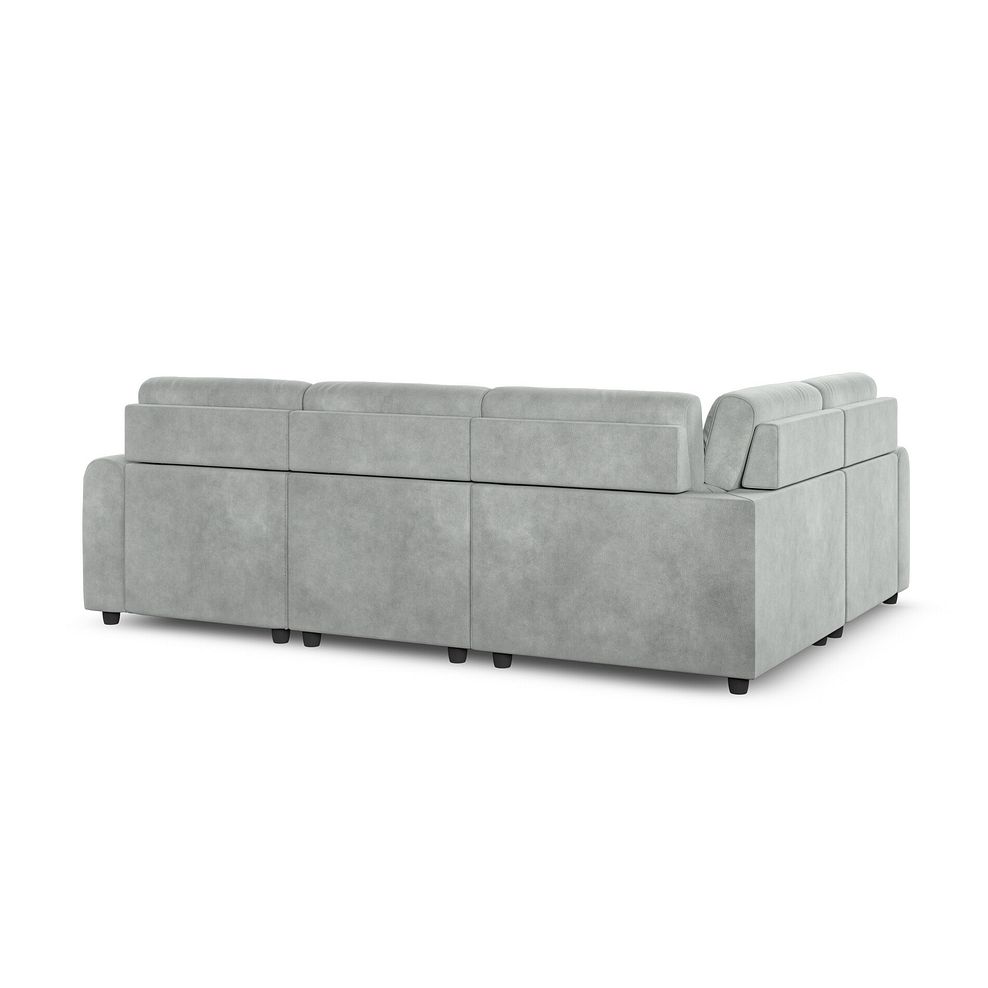 Santorini Modular 4 Seater Power Chaise Right Hand Corner Sofa with Power Headrests in Nomad Pebble Fabric- GROUP  4