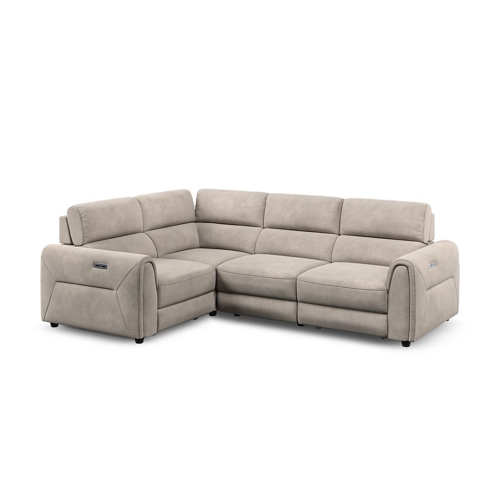 Santorini Modular 4 Seater Power Chaise Right Hand Corner Sofa with Power Headrests in Nomad Sahara Fabric- GROUP  1