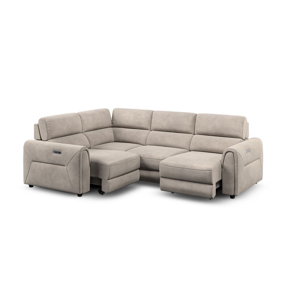 Santorini Modular 4 Seater Power Chaise Right Hand Corner Sofa with Power Headrests in Nomad Sahara Fabric- GROUP  2