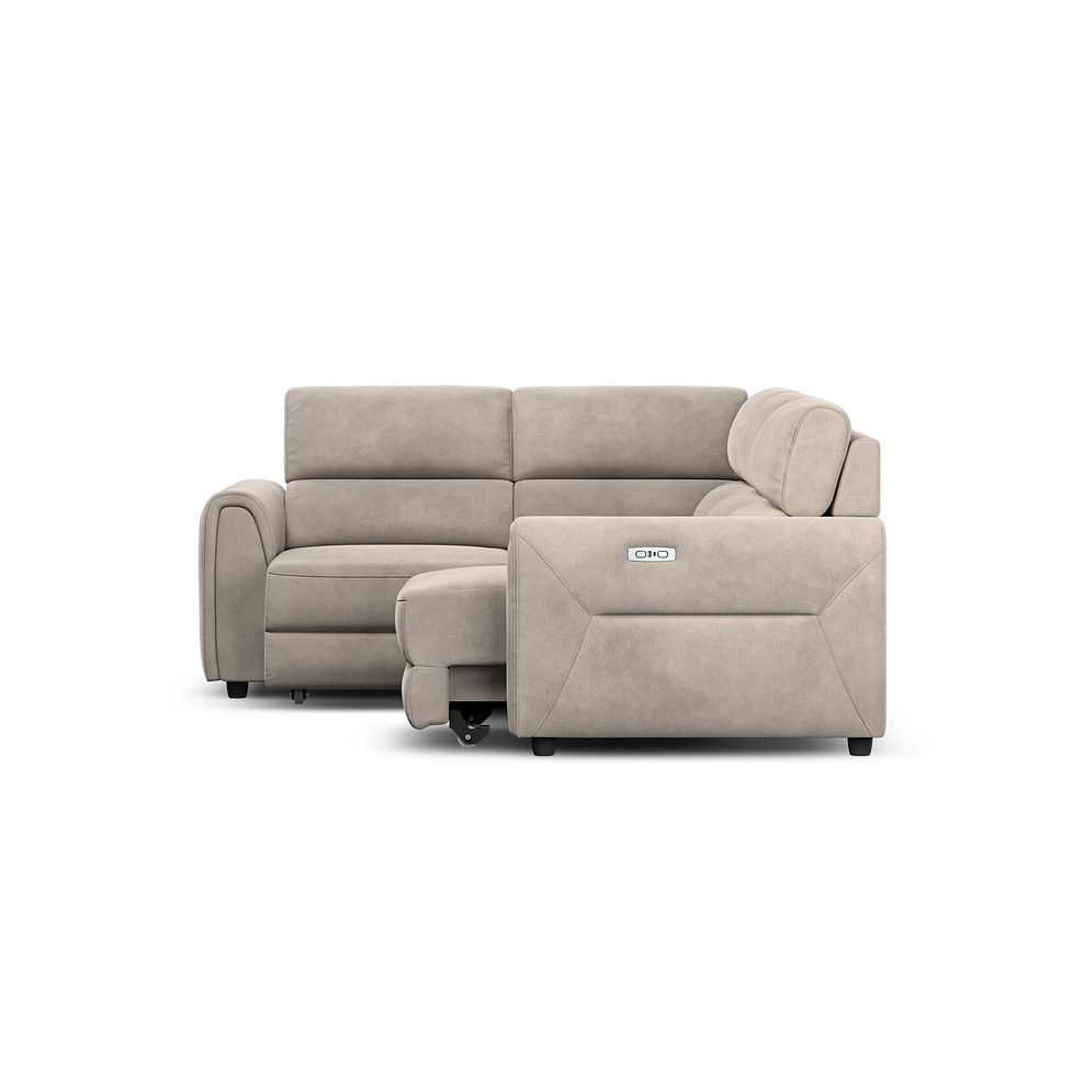 Santorini Modular 4 Seater Power Chaise Right Hand Corner Sofa with Power Headrests in Nomad Sahara Fabric- GROUP  6