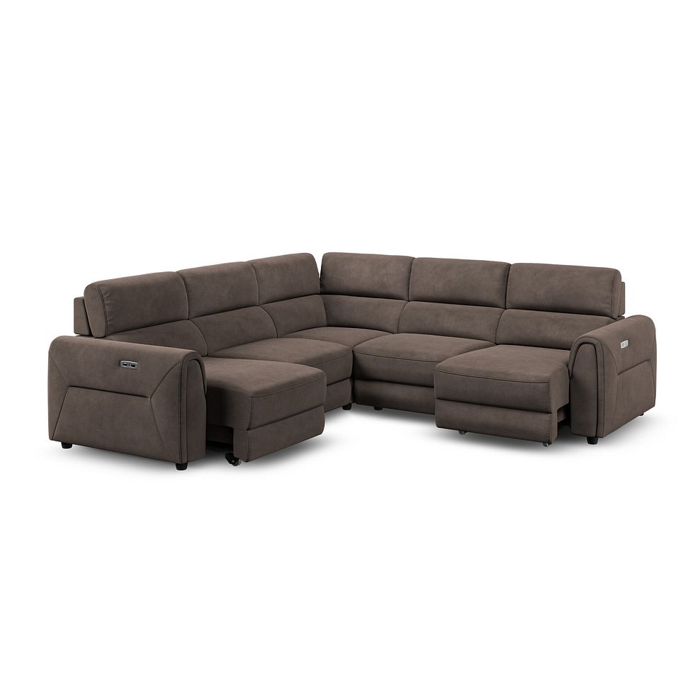 Santorini Modular 5 Seater Power Chaise Corner Sofa in Nomad Driftwood Fabric- GROUP 3 2