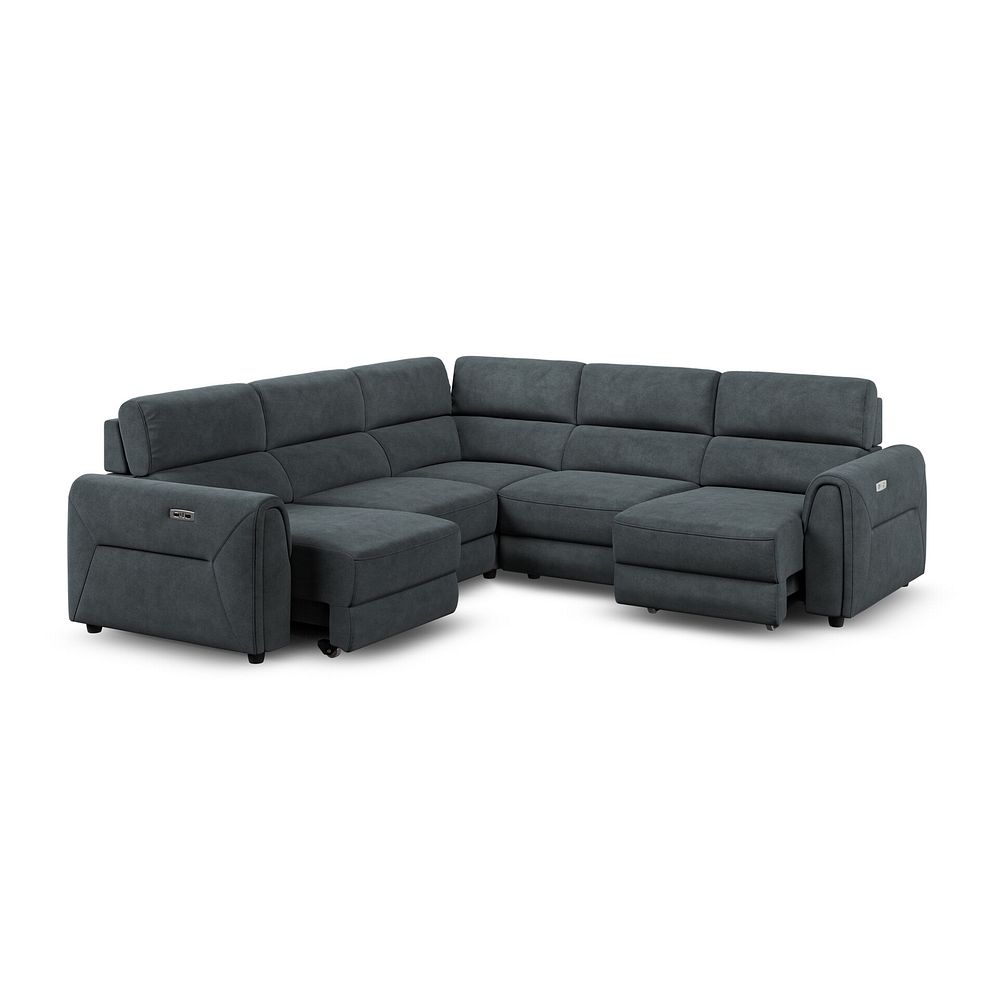 Santorini Modular 5 Seater Power Chaise Corner Sofa in Nomad Harbour Mist Fabric- GROUP 3 2