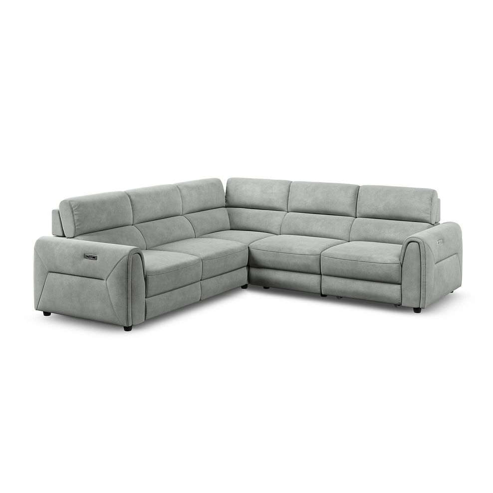 Santorini Modular 5 Seater Power Chaise Corner Sofa in Nomad Pebble Fabric- GROUP 3 1