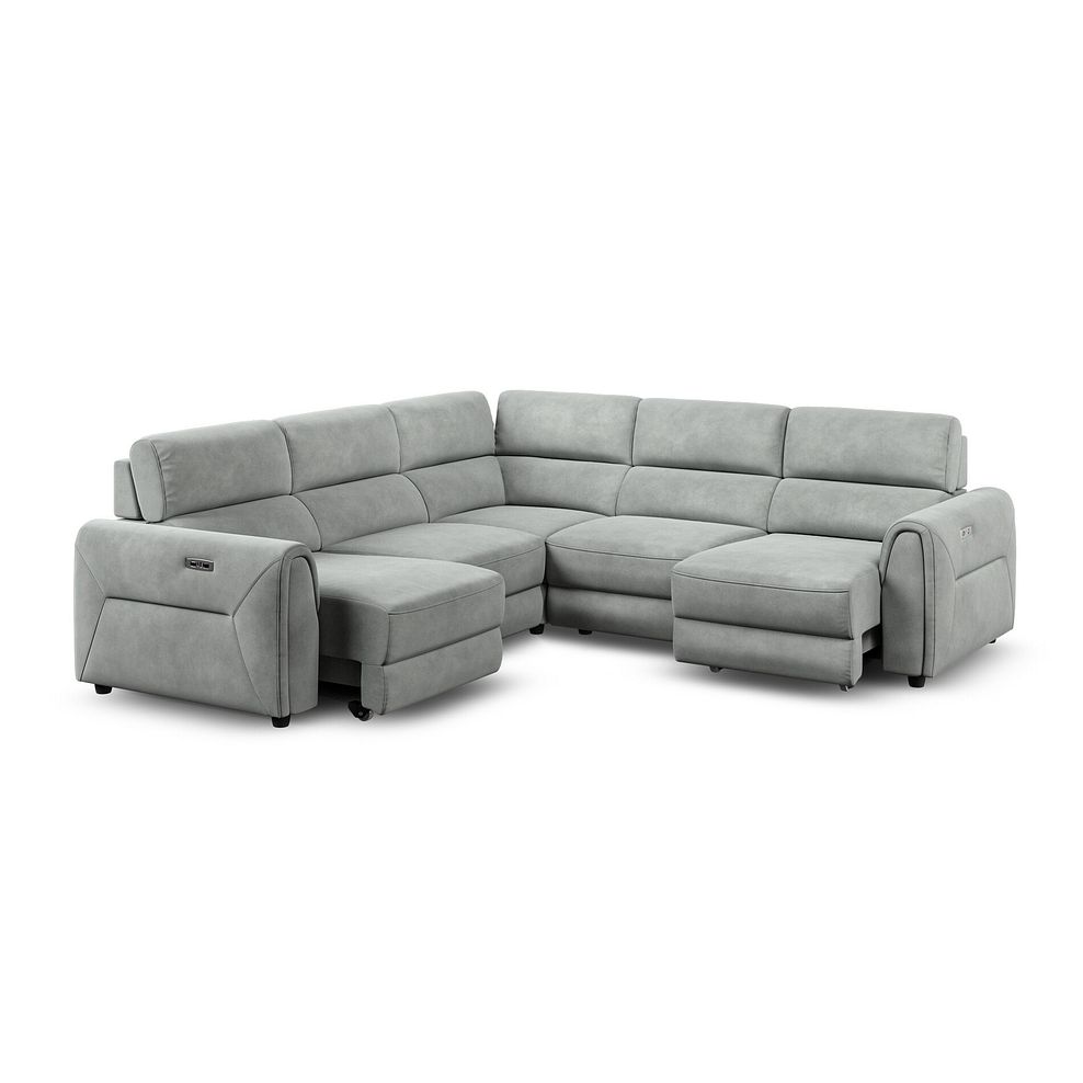 Santorini Modular 5 Seater Power Chaise Corner Sofa in Nomad Pebble Fabric- GROUP 3 2