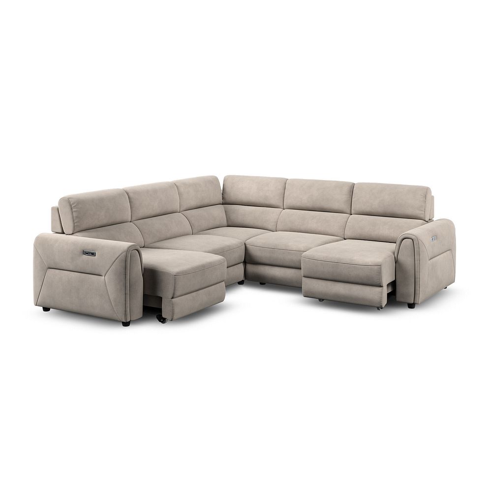Santorini Modular 5 Seater Power Chaise Corner Sofa in Nomad Sahara Fabric- GROUP 3 2