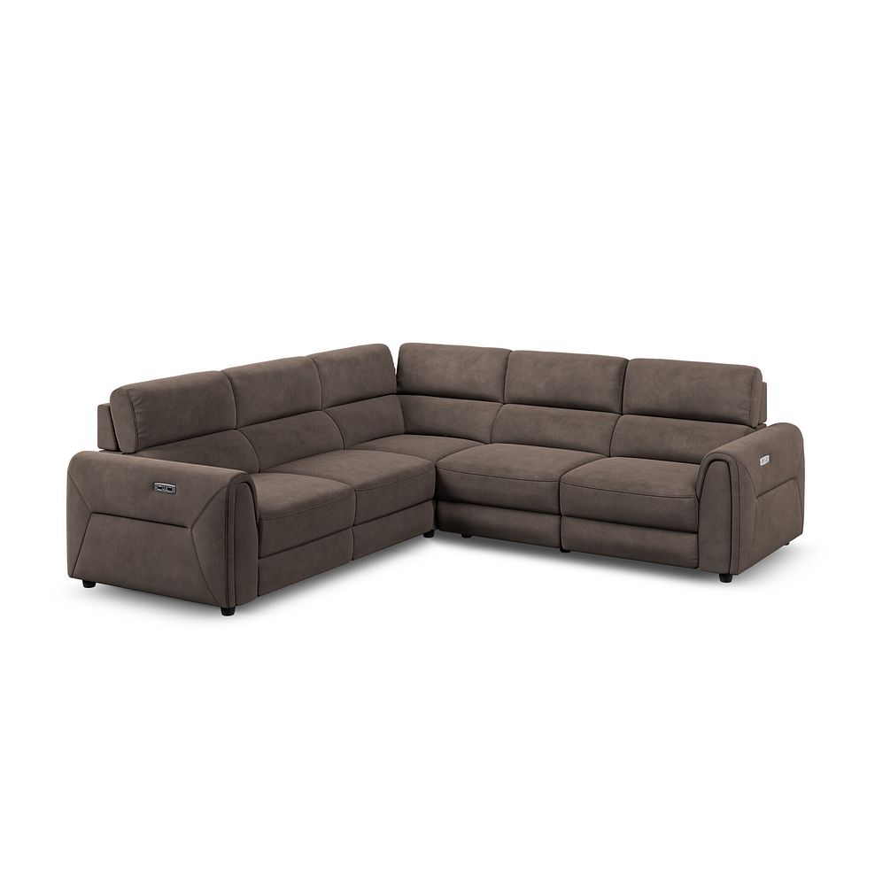 Santorini Modular 5 Seater Electric Reclining Corner Sofa with Power Headrests in Nomad Driftwood Fabric- GROUP 3 1