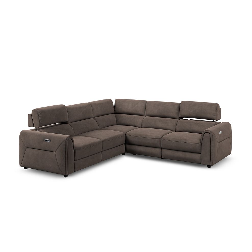 Santorini Modular 5 Seater Electric Reclining Corner Sofa with Power Headrests in Nomad Driftwood Fabric- GROUP 3 2