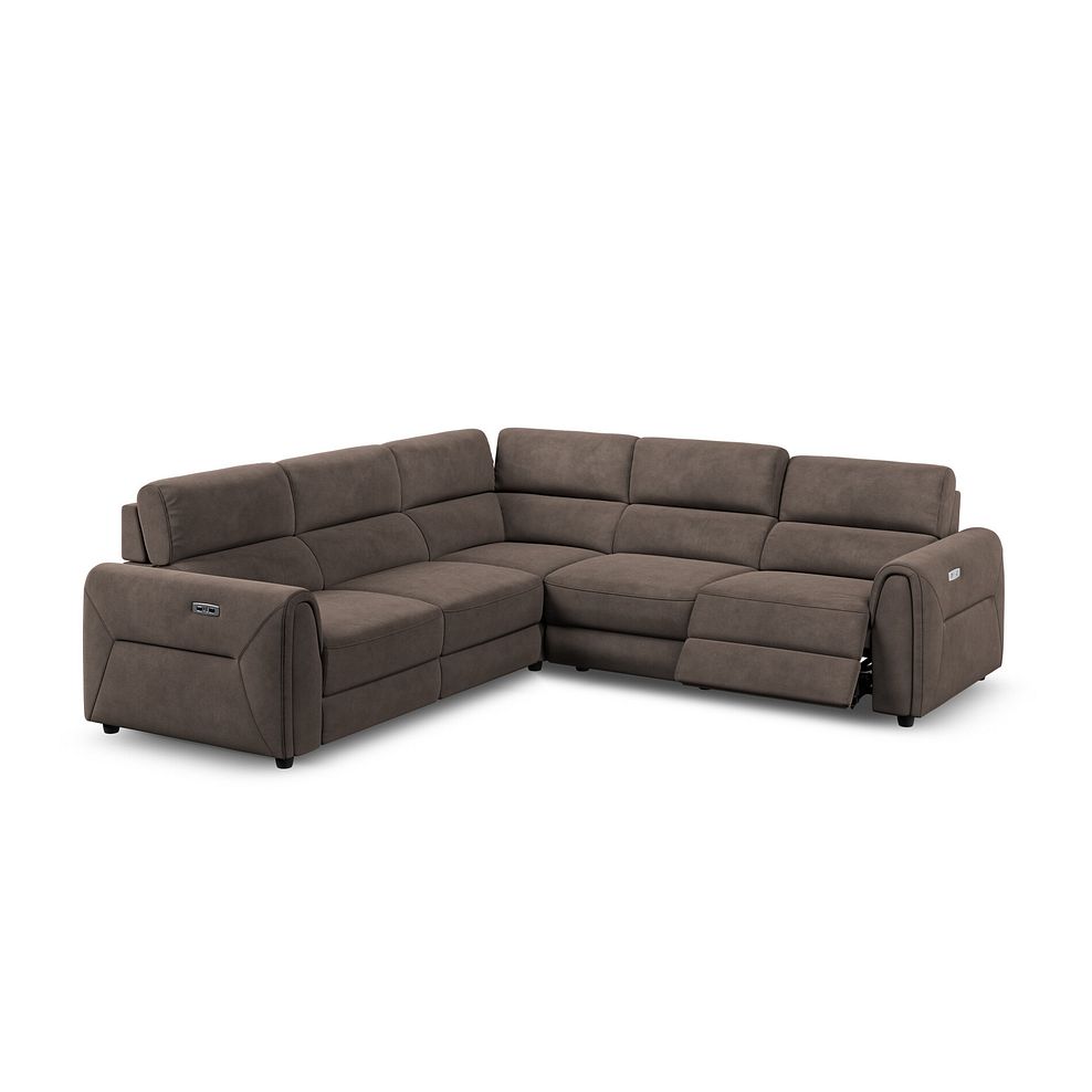 Santorini Modular 5 Seater Electric Reclining Corner Sofa with Power Headrests in Nomad Driftwood Fabric- GROUP 3 3