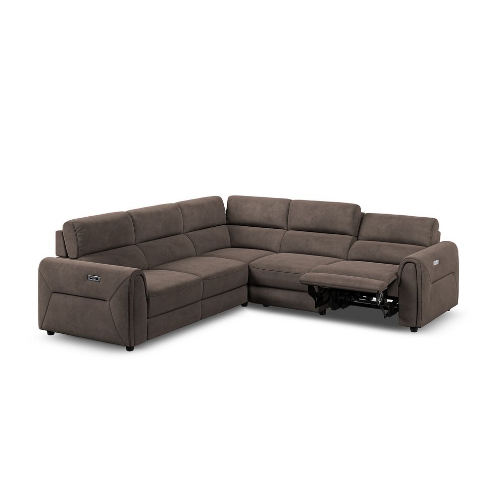 Santorini Modular 5 Seater Electric Reclining Corner Sofa with Power Headrests in Nomad Driftwood Fabric- GROUP 3 4