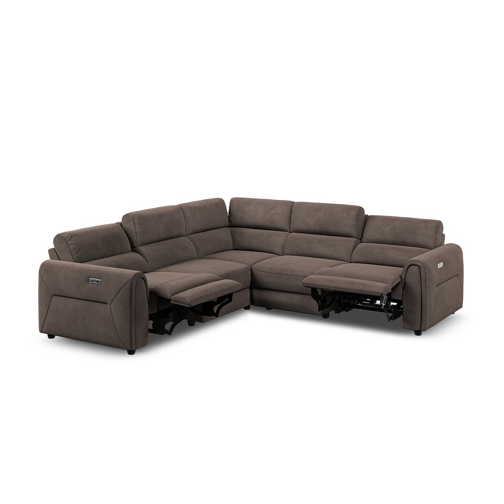 Santorini Modular 5 Seater Electric Reclining Corner Sofa with Power Headrests in Nomad Driftwood Fabric- GROUP 3 5
