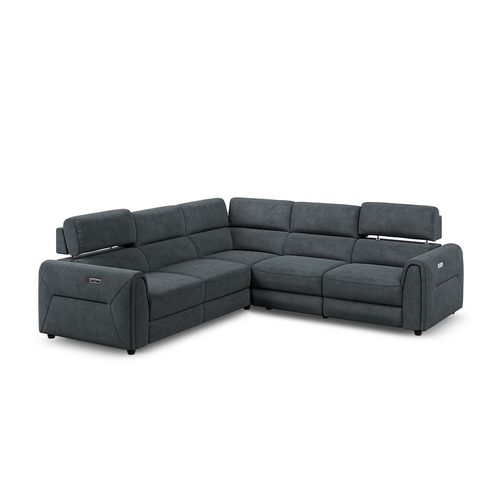 Santorini Modular 5 Seater Electric Reclining Corner Sofa with Power Headrests in Nomad Harbour Mist Fabric- GROUP 3 2