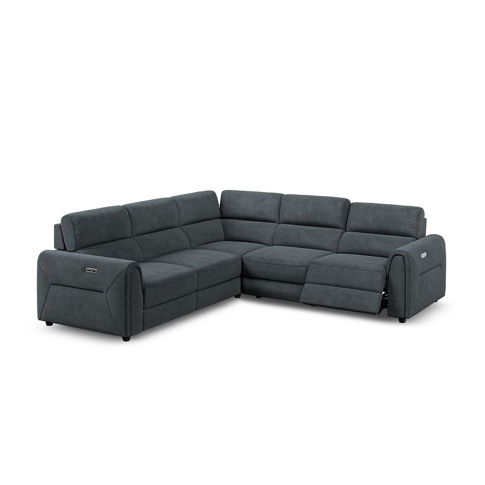 Santorini Modular 5 Seater Electric Reclining Corner Sofa with Power Headrests in Nomad Harbour Mist Fabric- GROUP 3 3