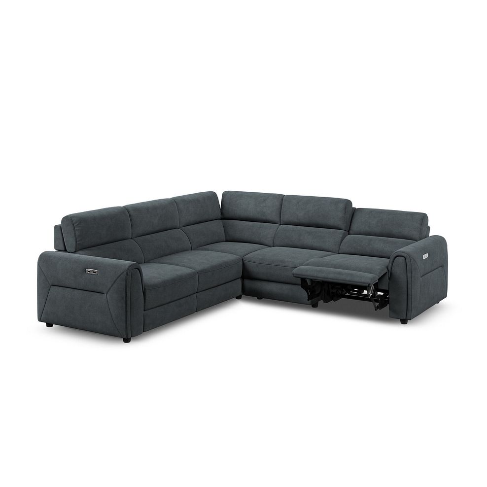 Santorini Modular 5 Seater Electric Reclining Corner Sofa with Power Headrests in Nomad Harbour Mist Fabric- GROUP 3 4