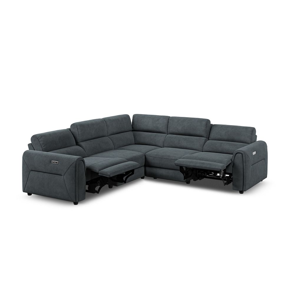 Santorini Modular 5 Seater Electric Reclining Corner Sofa with Power Headrests in Nomad Harbour Mist Fabric- GROUP 3 5