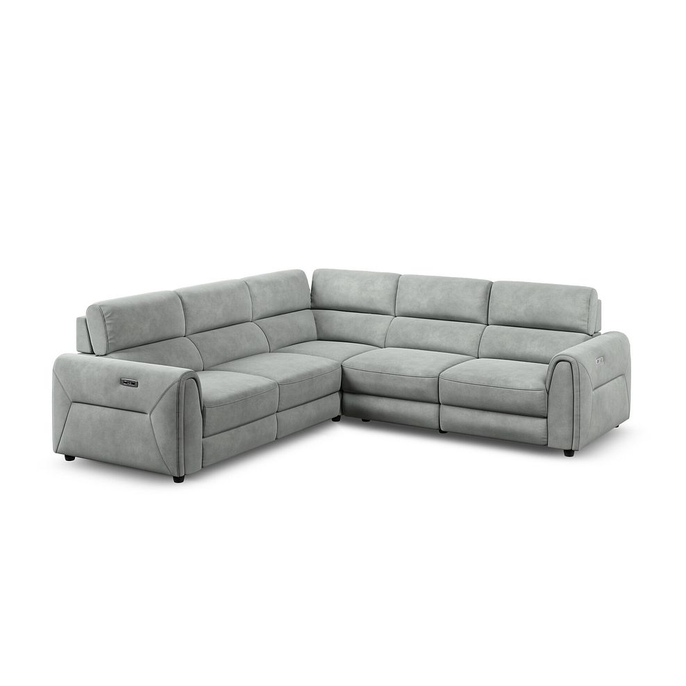 Santorini Modular 5 Seater Electric Reclining Corner Sofa with Power Headrests in Nomad Pebble Fabric- GROUP 3 1