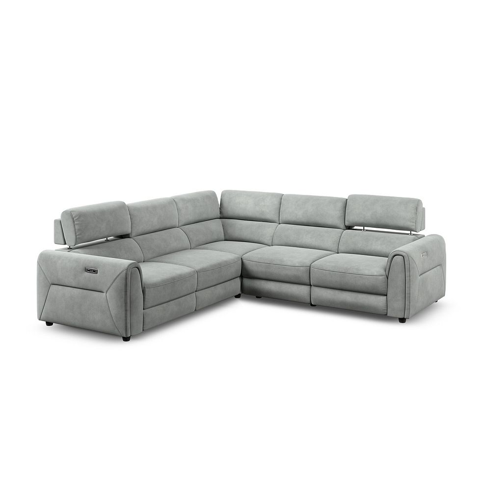 Santorini Modular 5 Seater Electric Reclining Corner Sofa with Power Headrests in Nomad Pebble Fabric- GROUP 3 2