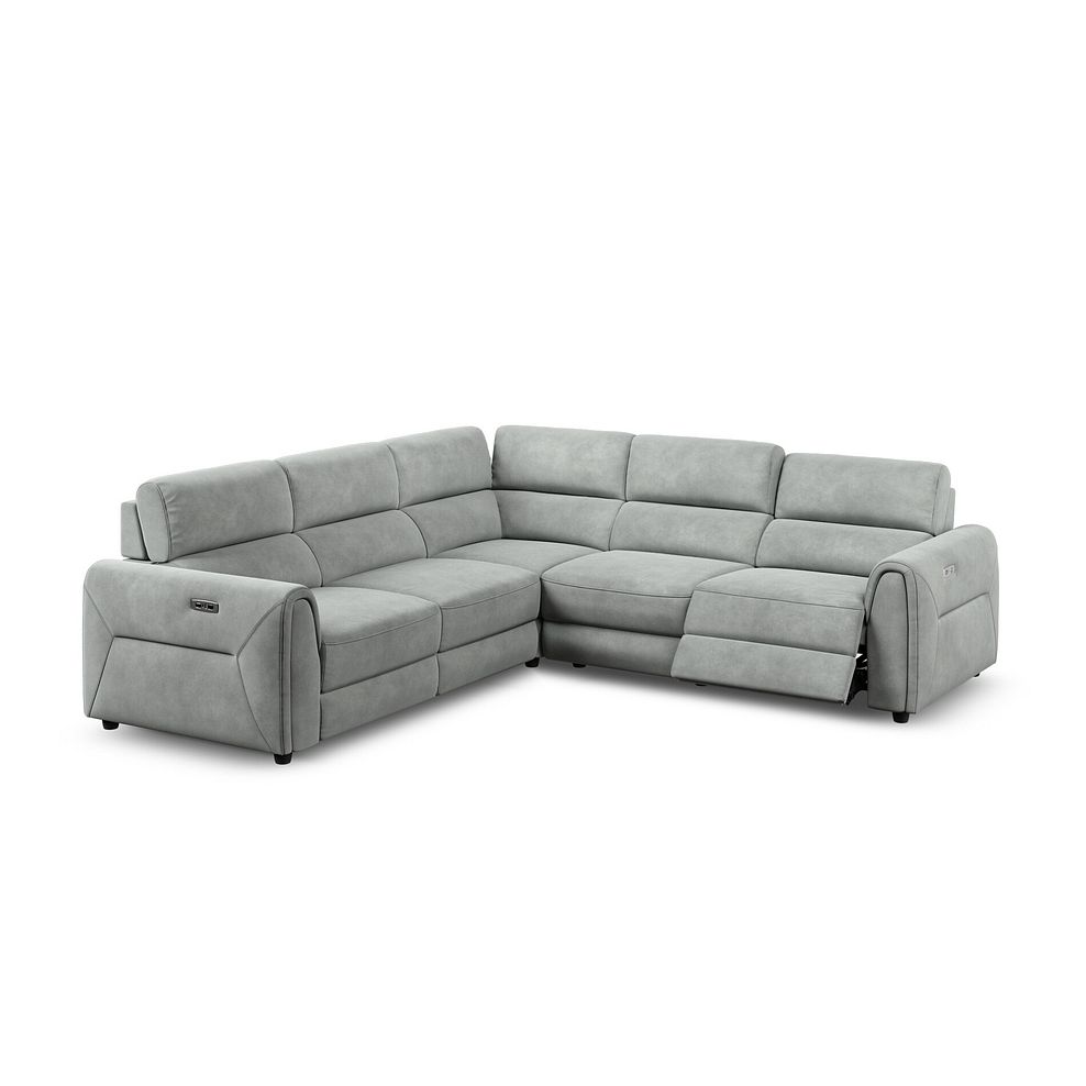 Santorini Modular 5 Seater Electric Reclining Corner Sofa with Power Headrests in Nomad Pebble Fabric- GROUP 3 3