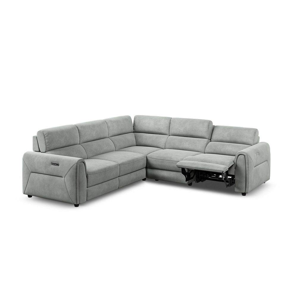 Santorini Modular 5 Seater Electric Reclining Corner Sofa with Power Headrests in Nomad Pebble Fabric- GROUP 3 4