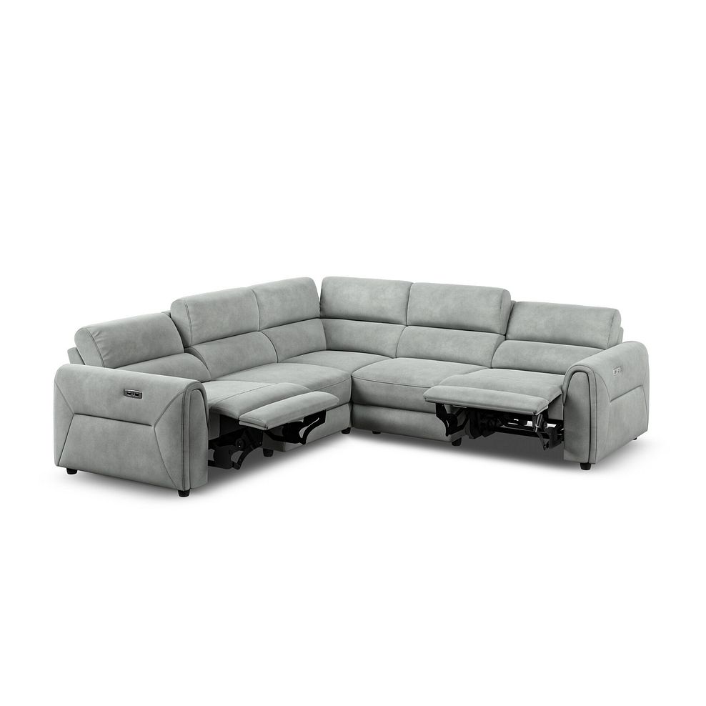 Santorini Modular 5 Seater Electric Reclining Corner Sofa with Power Headrests in Nomad Pebble Fabric- GROUP 3 5
