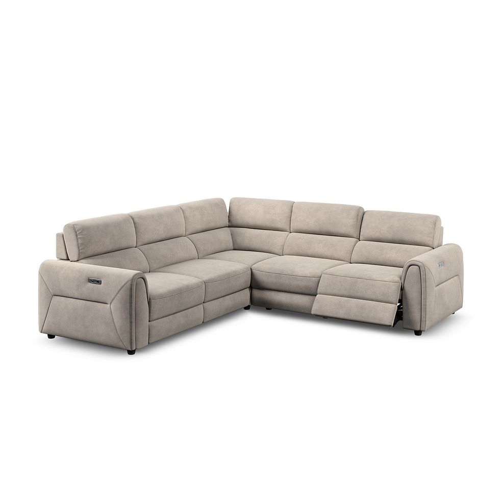 Santorini Modular 5 Seater Electric Reclining Corner Sofa with Power Headrests in Nomad Sahara Fabric- GROUP 3 3